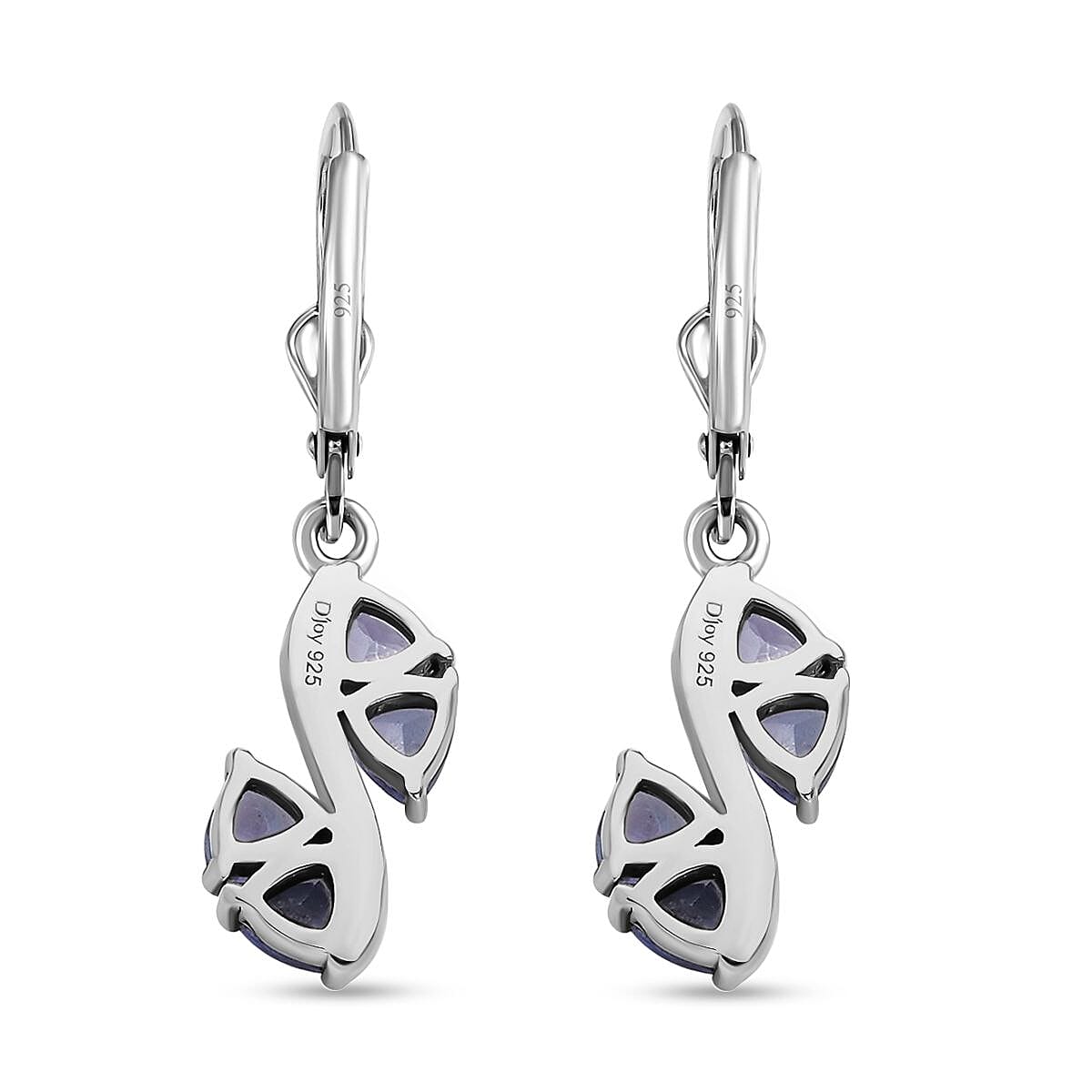 D'Joy Tanzanite Earrings , Tanzanite Dangle Earrings , Lever Back Earrings , Platinum Over Sterling Silver Earrings 1.85 ctw