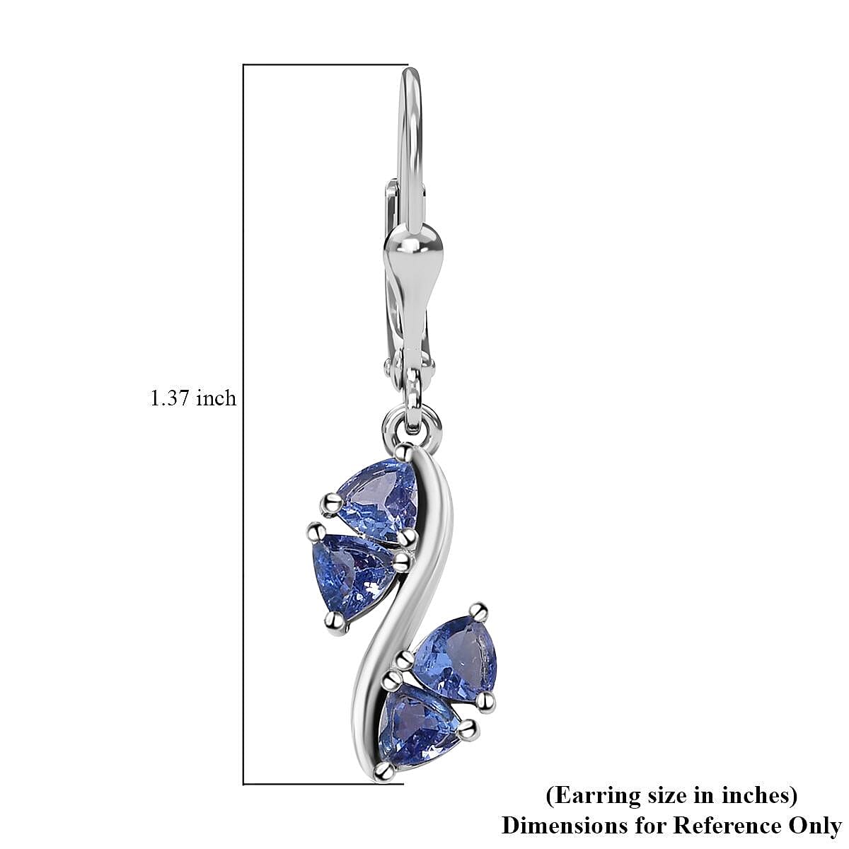 D'Joy Tanzanite Earrings , Tanzanite Dangle Earrings , Lever Back Earrings , Platinum Over Sterling Silver Earrings 1.85 ctw