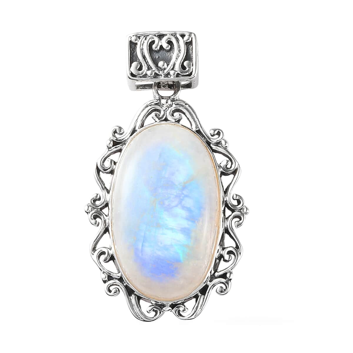 Artisan Crafted Rainbow Moonstone Pendant in Sterling Silver 21.00 ctw image number 0