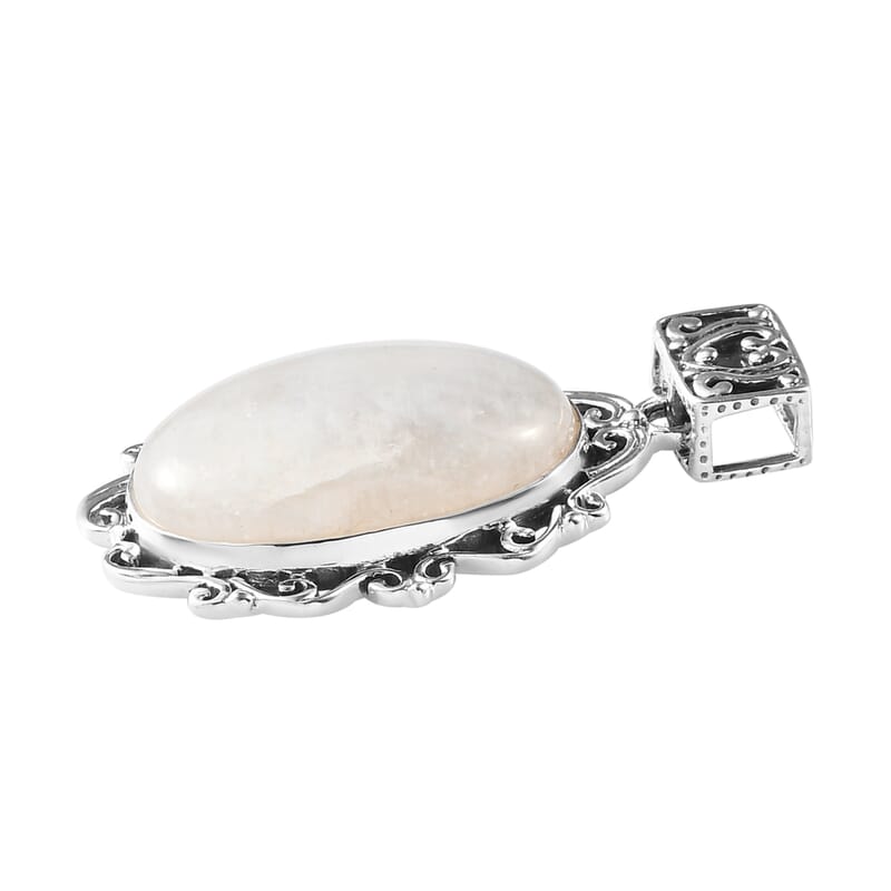 Artisan Crafted Rainbow Moonstone Pendant in Sterling Silver 21.00 ctw