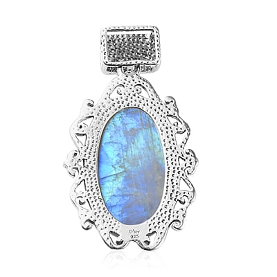 Artisan Crafted Rainbow Moonstone Pendant in Sterling Silver 21.00 ctw