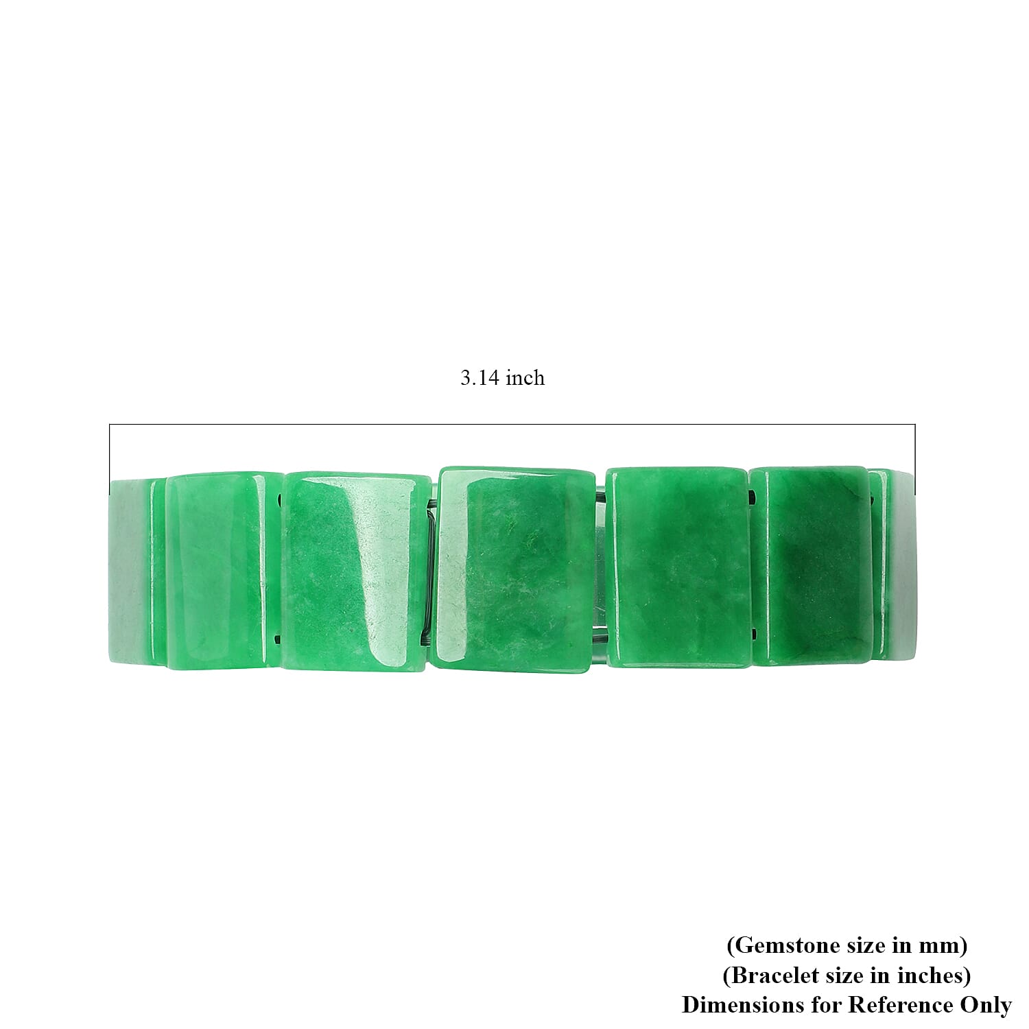 Burmese Green Jade Baguette Block Stretch Bracelet, Green Jade Bracelet, Adjustable Bracelet, Stretchable Bracelet 323.50 ctw