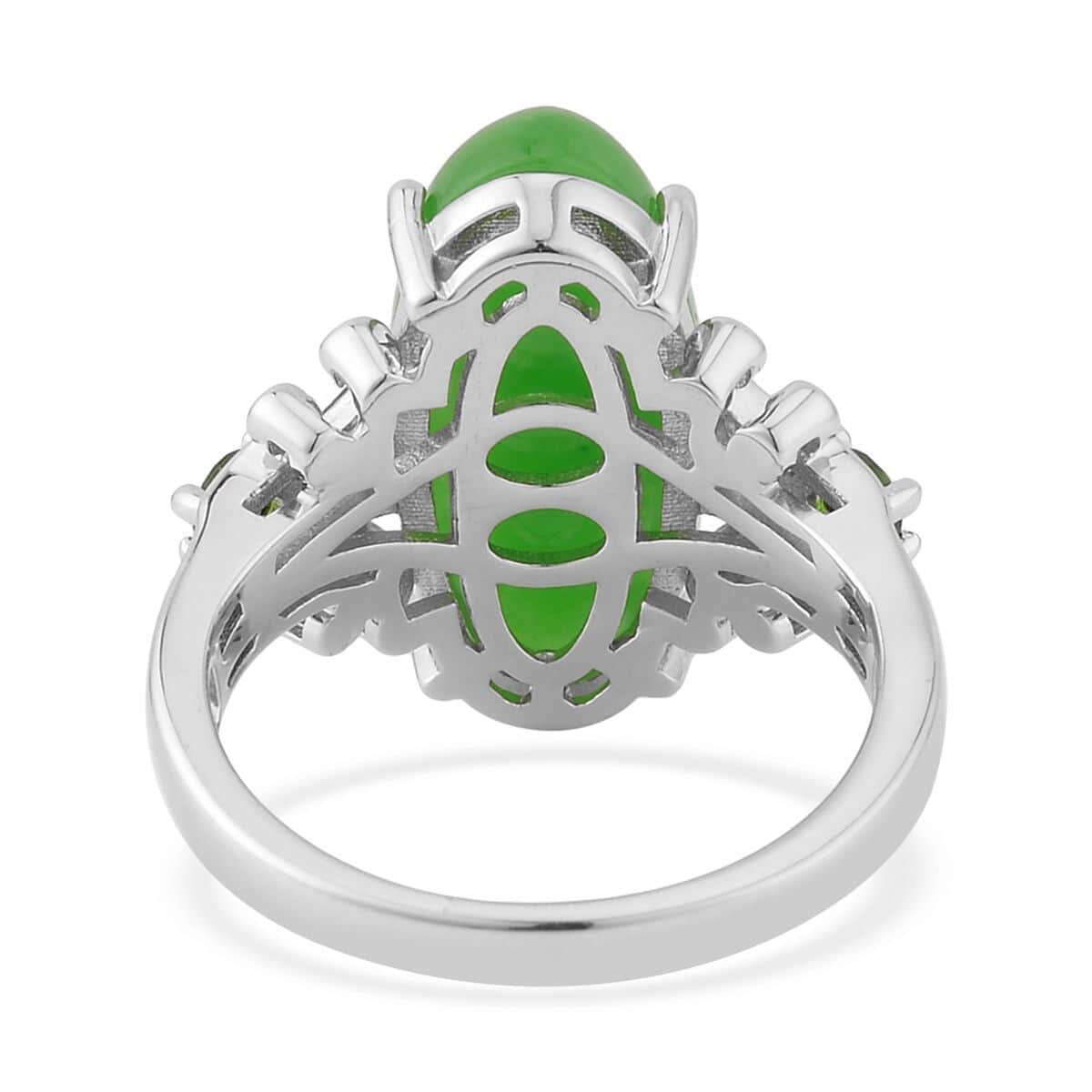 Green Jade (D) and Natural Chrome Diopside Ring in Sterling Silver 10.25 ctw image number 4