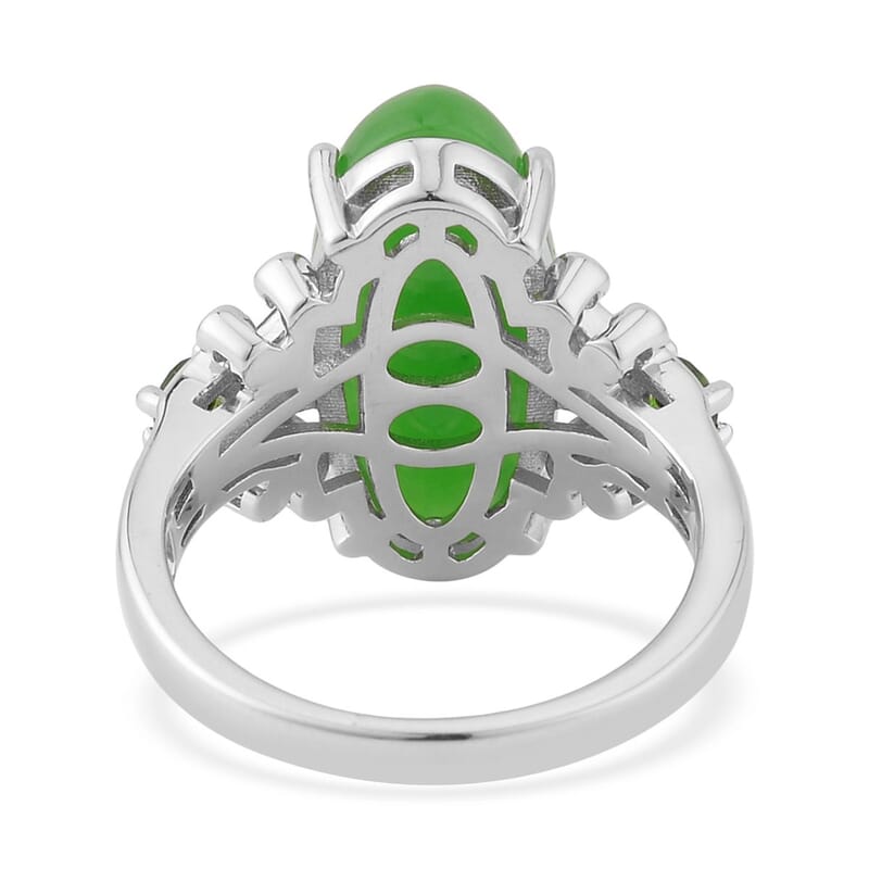 Green Jade (D) and Chrome Diopside Ring in Sterling Silver (Size 10.0) 10.25 ctw