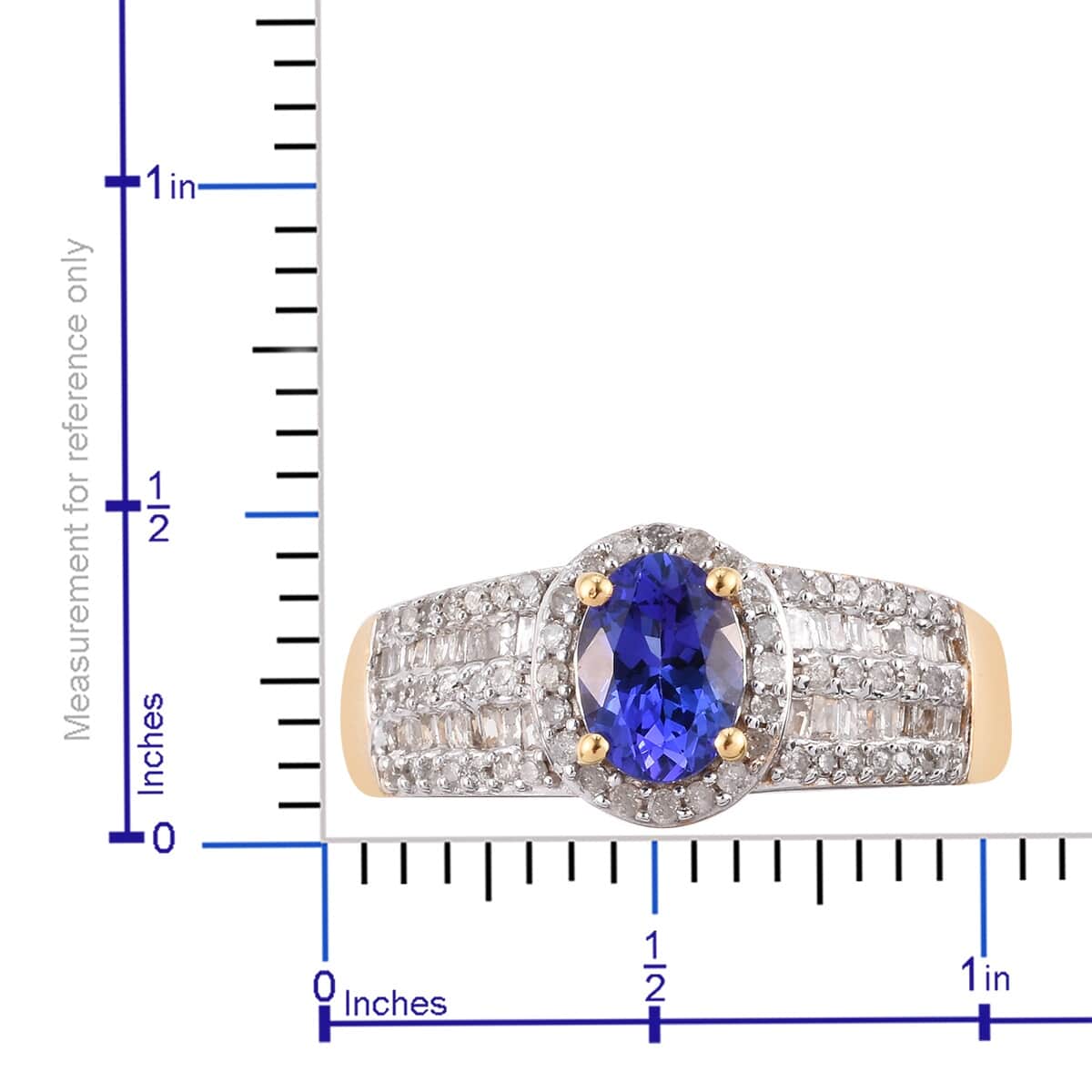 AAA Premium Tanzanite, Diamond (0.50 ct) Ring in Rhodium & Vermeil YG Over Sterling Silver (Size 7.0) 1.75 ctw image number 6