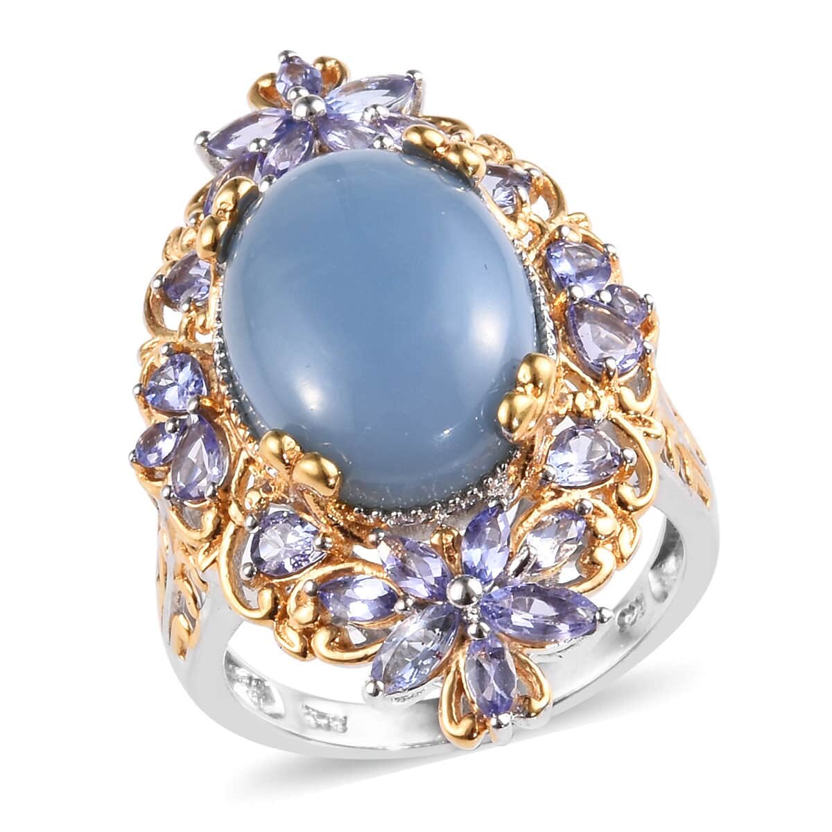 Oregon Blue Opal and Tanzanite Ring in Vermeil YG & Platinum Over Sterling Silver (Size 10.0) 8.60 Grams 12.20 ctw image number 0