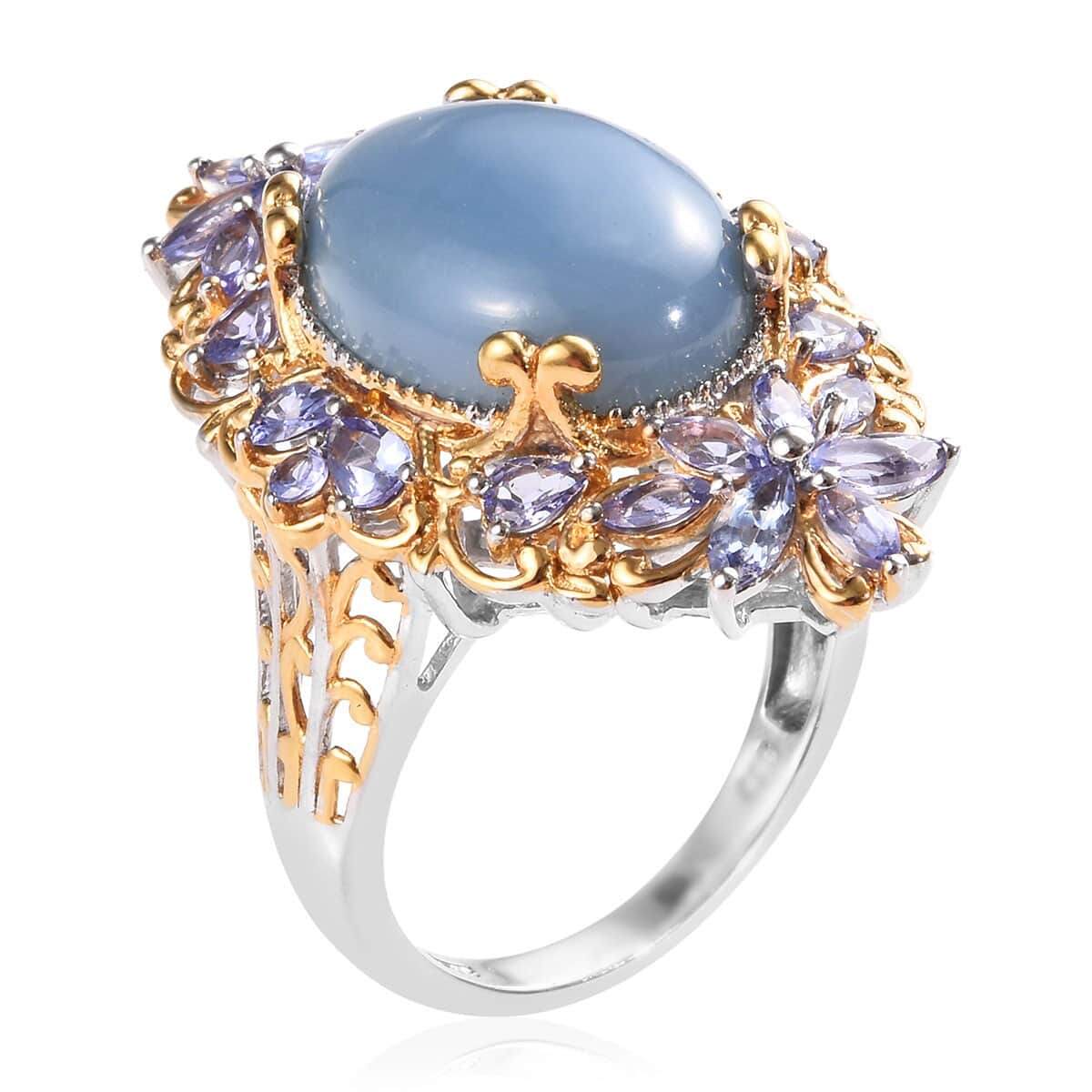 Oregon Blue Opal and Tanzanite Ring in Vermeil YG & Platinum Over Sterling Silver (Size 10.0) 8.60 Grams 12.20 ctw image number 3