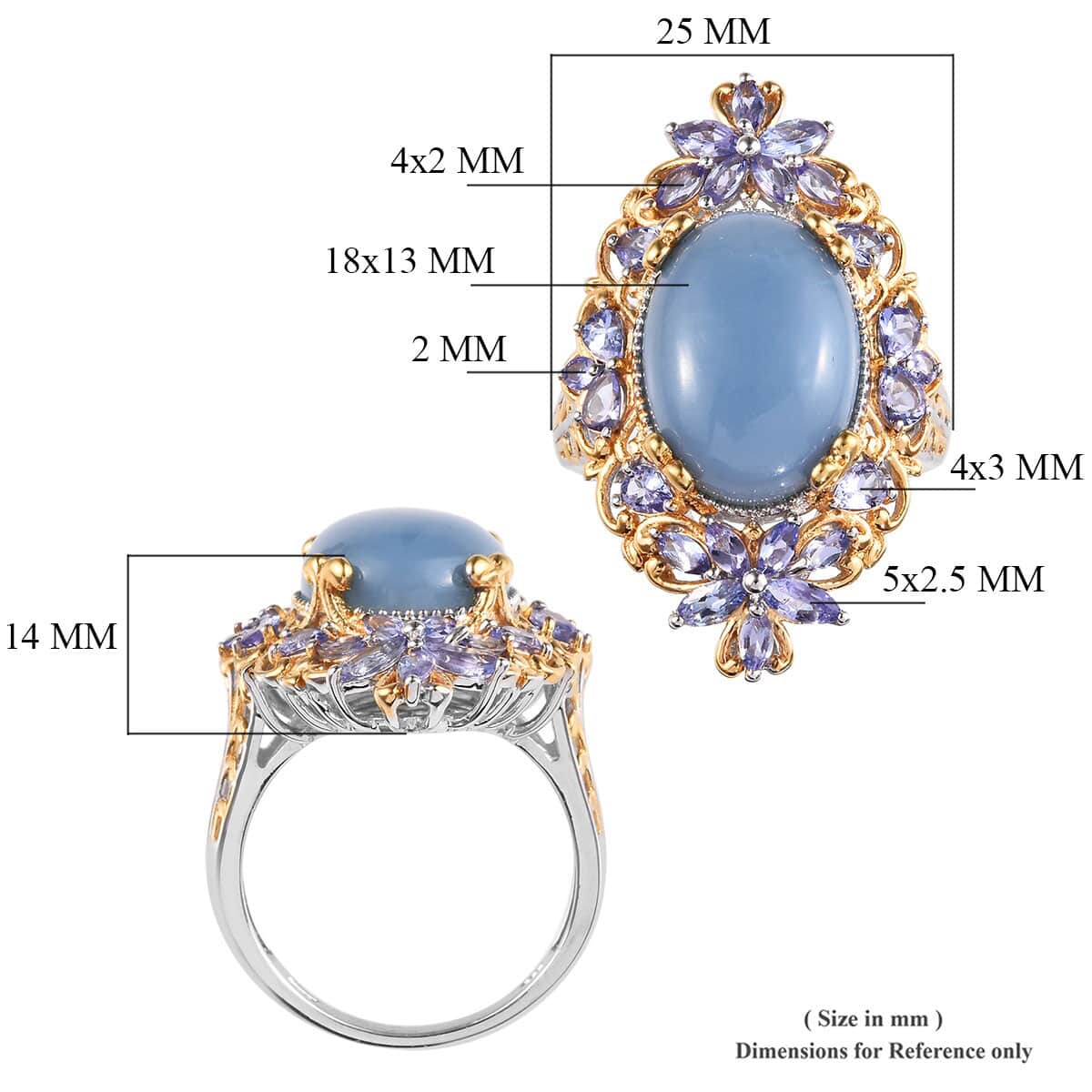 Oregon Blue Opal and Tanzanite Ring in Vermeil YG & Platinum Over Sterling Silver (Size 10.0) 8.60 Grams 12.20 ctw image number 5