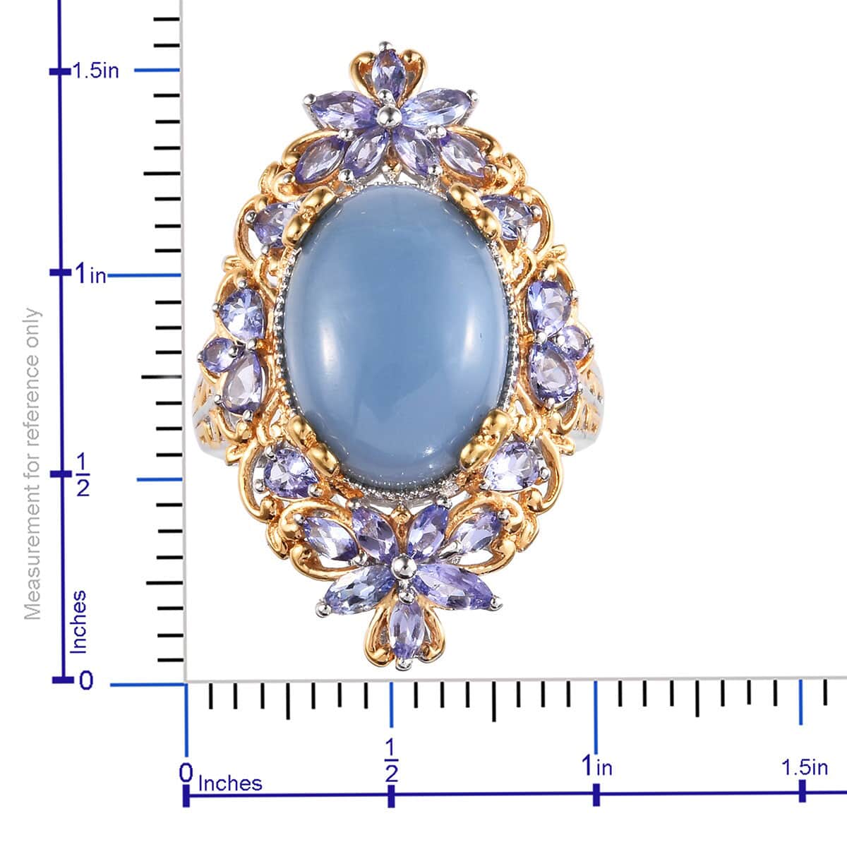 Oregon Blue Opal and Tanzanite Ring in Vermeil YG & Platinum Over Sterling Silver (Size 10.0) 8.60 Grams 12.20 ctw image number 6