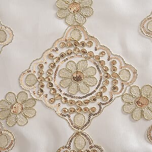 Homesmart Beige, Golden Dining Table Runner Embroidered Polyester Room Decor Kitchen Rustic Lace Tablecloth for Wedding Decor