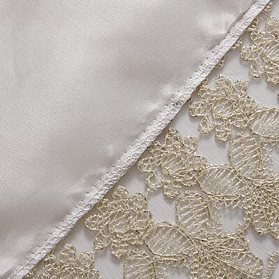 Homesmart Beige, Golden Dining Table Runner Embroidered Polyester Room Decor Kitchen Rustic Lace Tablecloth for Wedding Decor