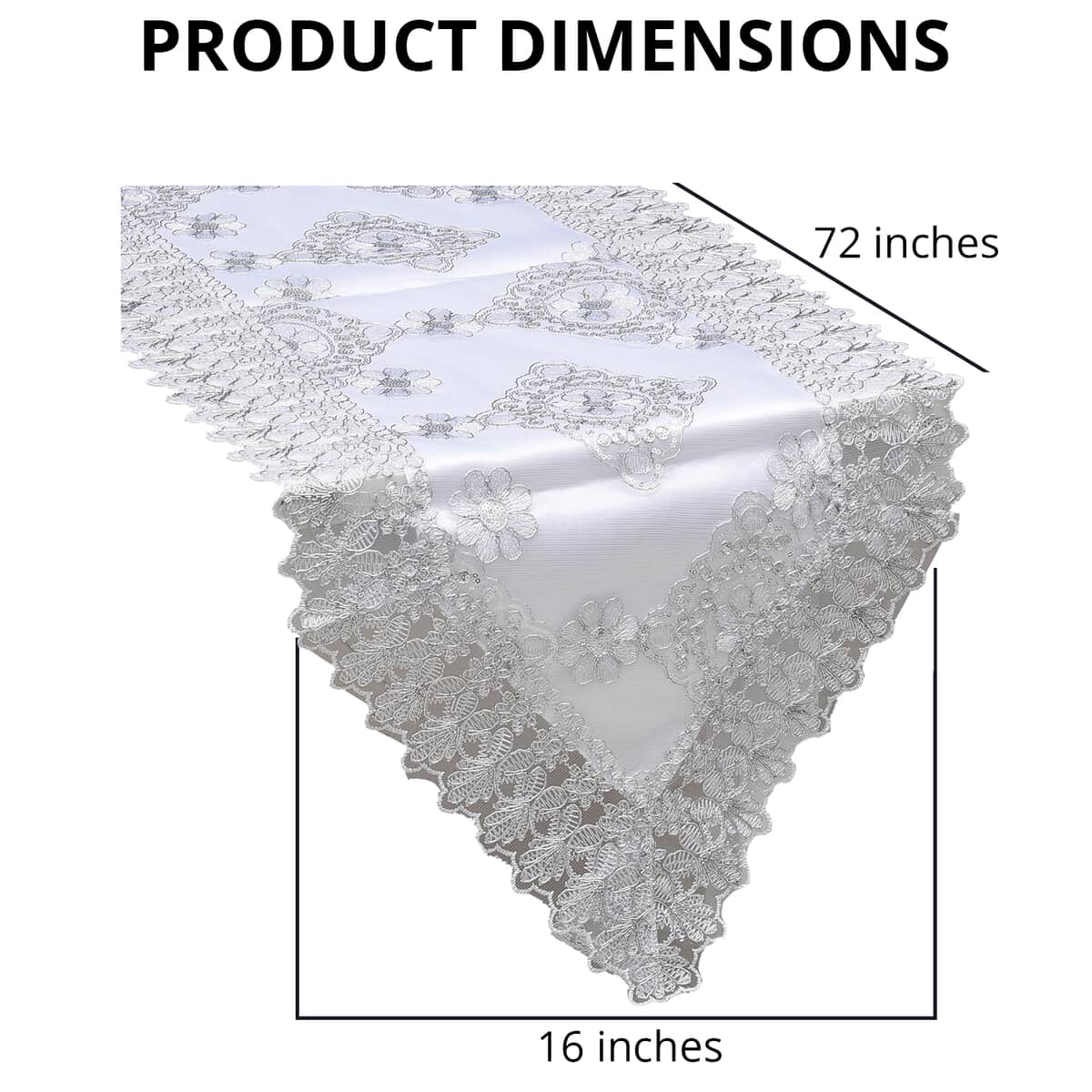 Homesmart White, Silver Dining Table Runner Embroidered Polyester Room Decor Kitchen Rustic Lace Tablecloth for Wedding Decor image number 3