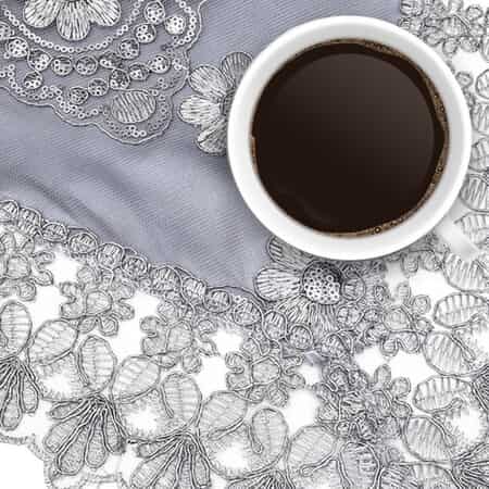 Homesmart Gray, Silver Dining Table Runner Embroidered Polyester Room Decor Kitchen Rustic Lace Tablecloth for Wedding Decor image number 5