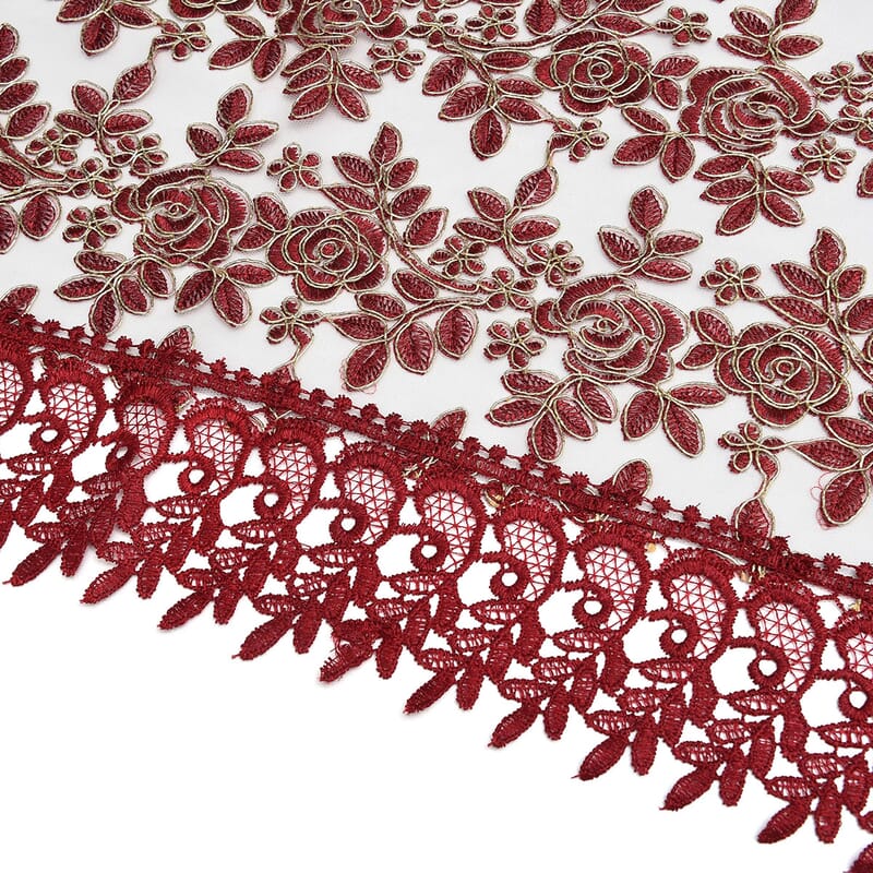 Homesmart Wine Dining Table Runner Embroidered Polyester Room Decor Kitchen Rustic Lace Tablecloth for Wedding Decor