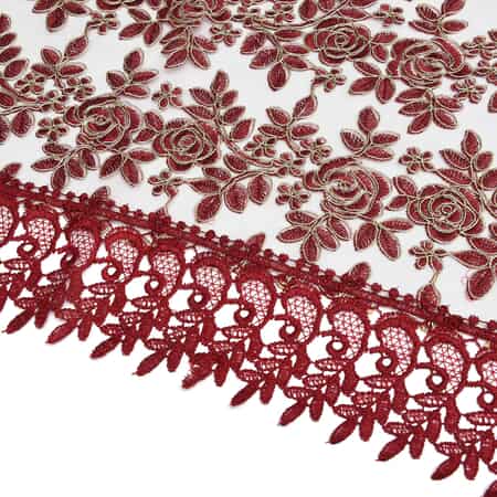 Homesmart Wine Dining Table Runner Embroidered Polyester Room Decor Kitchen Rustic Lace Tablecloth for Wedding Decor image number 4