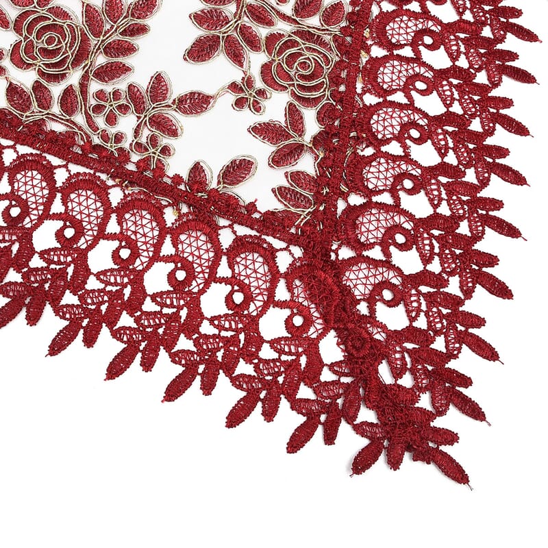Homesmart Wine Dining Table Runner Embroidered Polyester Room Decor Kitchen Rustic Lace Tablecloth for Wedding Decor