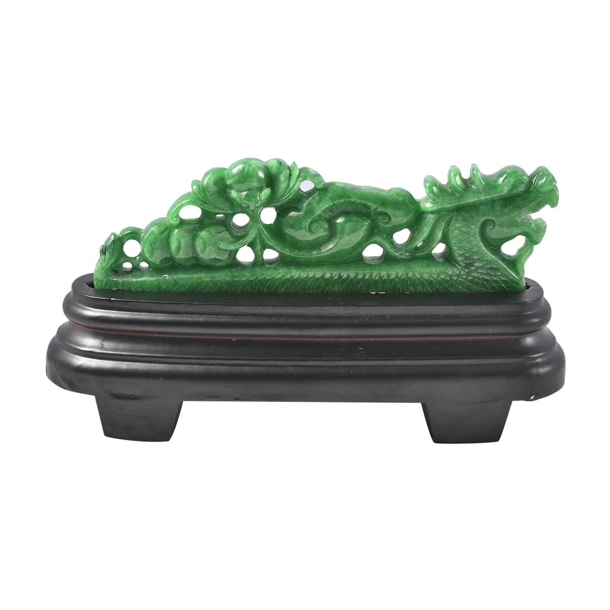 Green Jade (D) Hand Carved Dragon Statue Figurine Home Decor image number 0