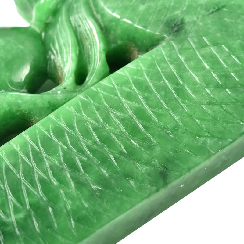 Green Jade (D) Hand Carved Dragon Statue Figurine Home Decor