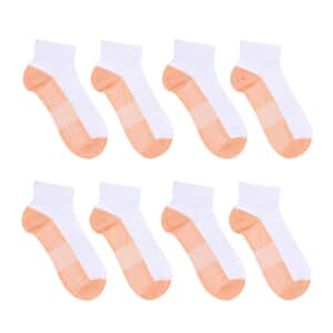 Set of 4 Pairs of Ankle Length Odor Free Copper Compression Socks For Men And Women, Premium Material Moisture Wicking Unisex Copper Infused Socks - White (L/XL)