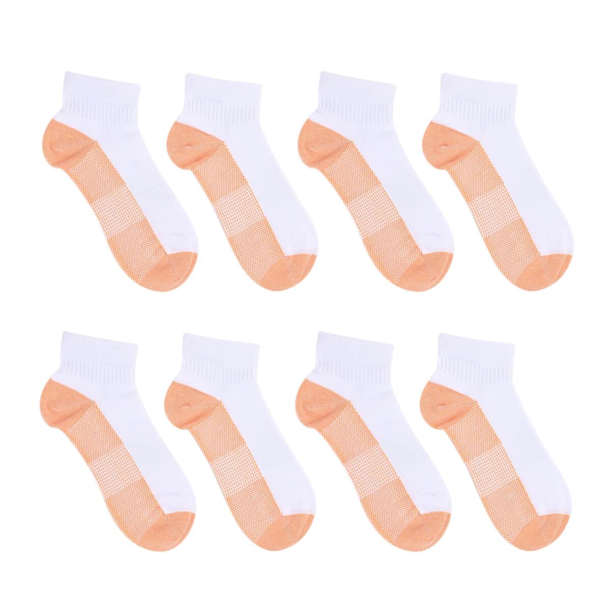 Set of 4 Pairs of Ankle Length Odor Free Copper Compression Socks For Men And Women, Premium Material Moisture Wicking Unisex Copper Infused Socks - White (L/XL) image number 0