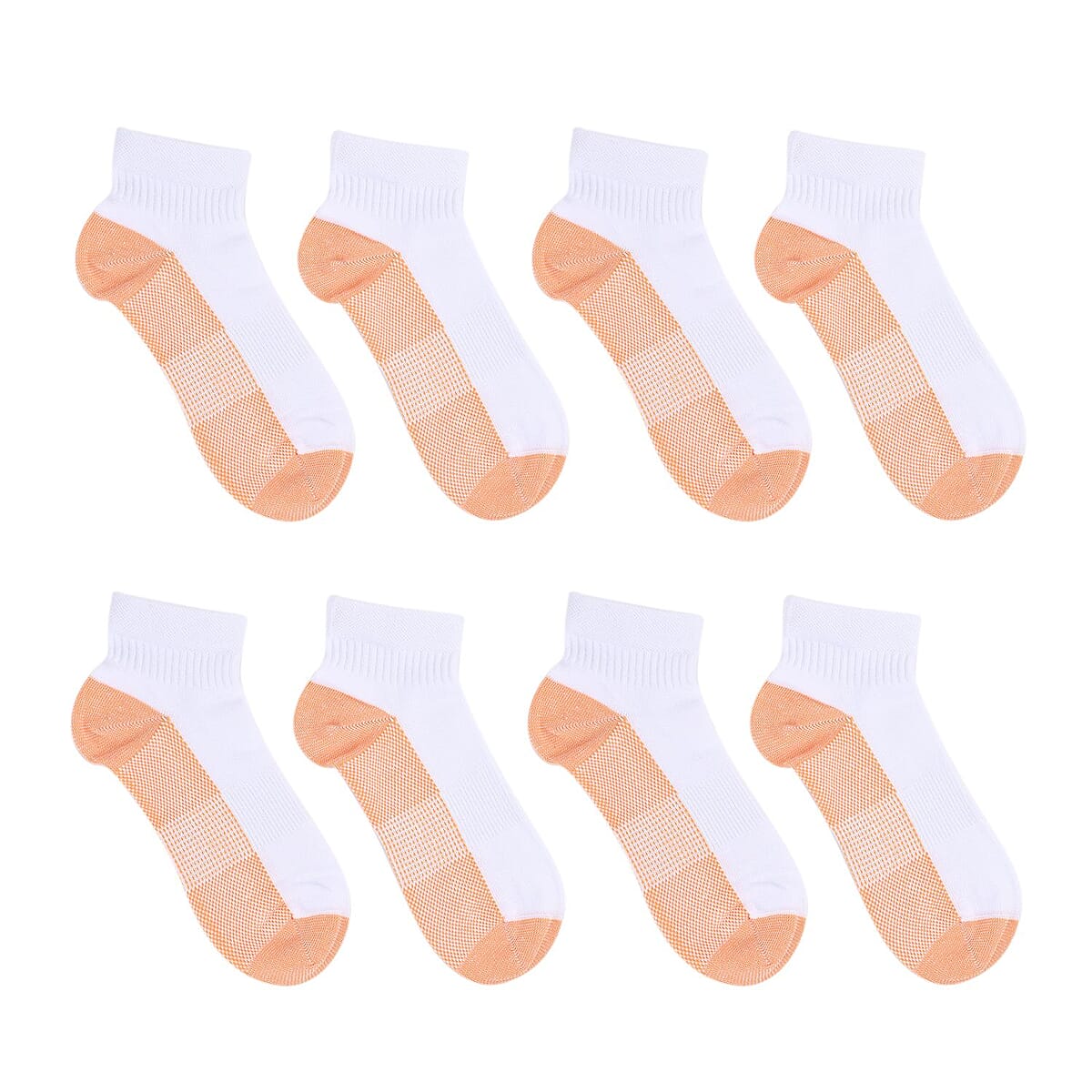 Set of 4 Pairs of Ankle Length Odor Free Copper Compression Socks For Men And Women, Premium Material Moisture Wicking Unisex Copper Infused Socks - White (L/XL) image number 0