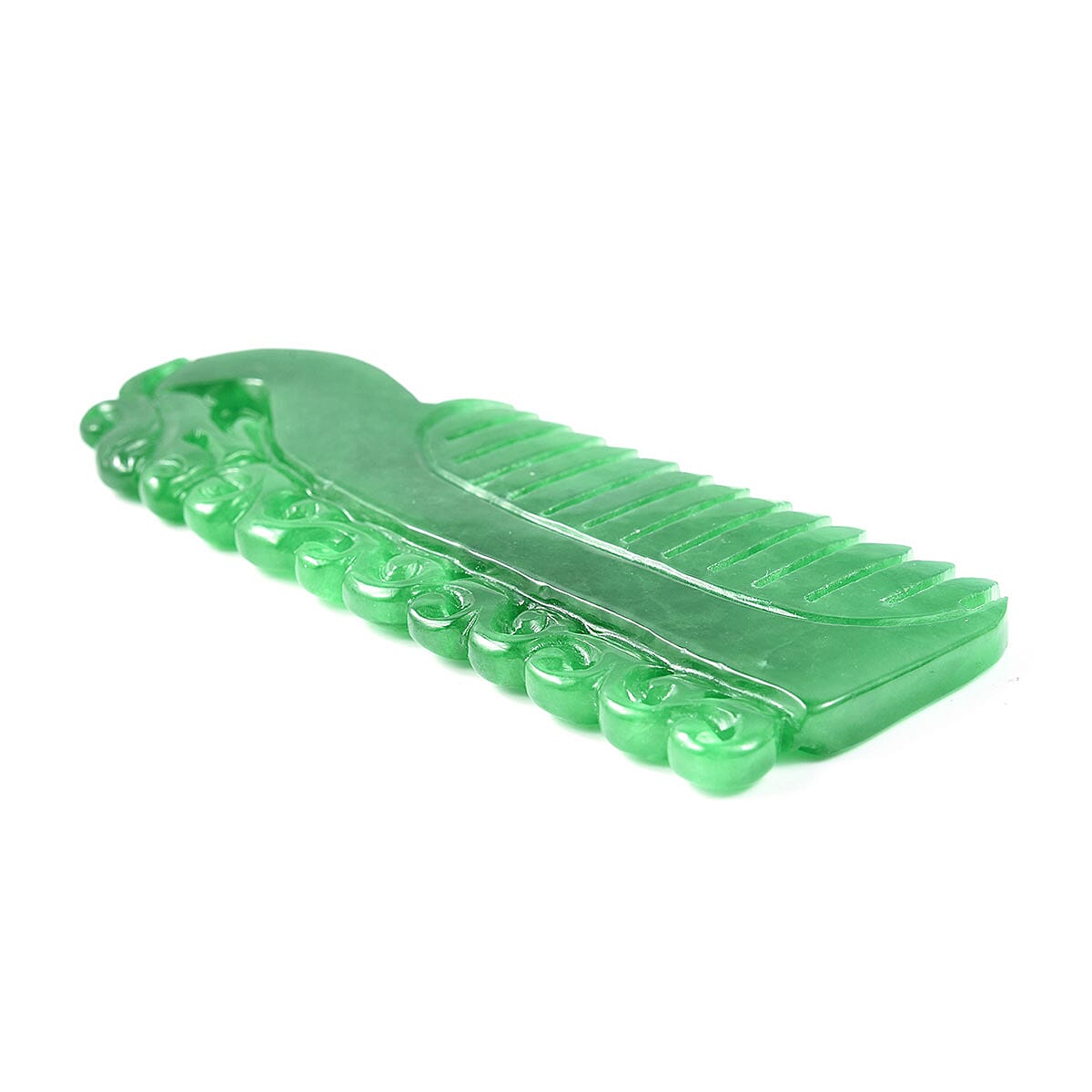Hand Craved Green Jade (D) Comb Accessory 253ctw image number 3
