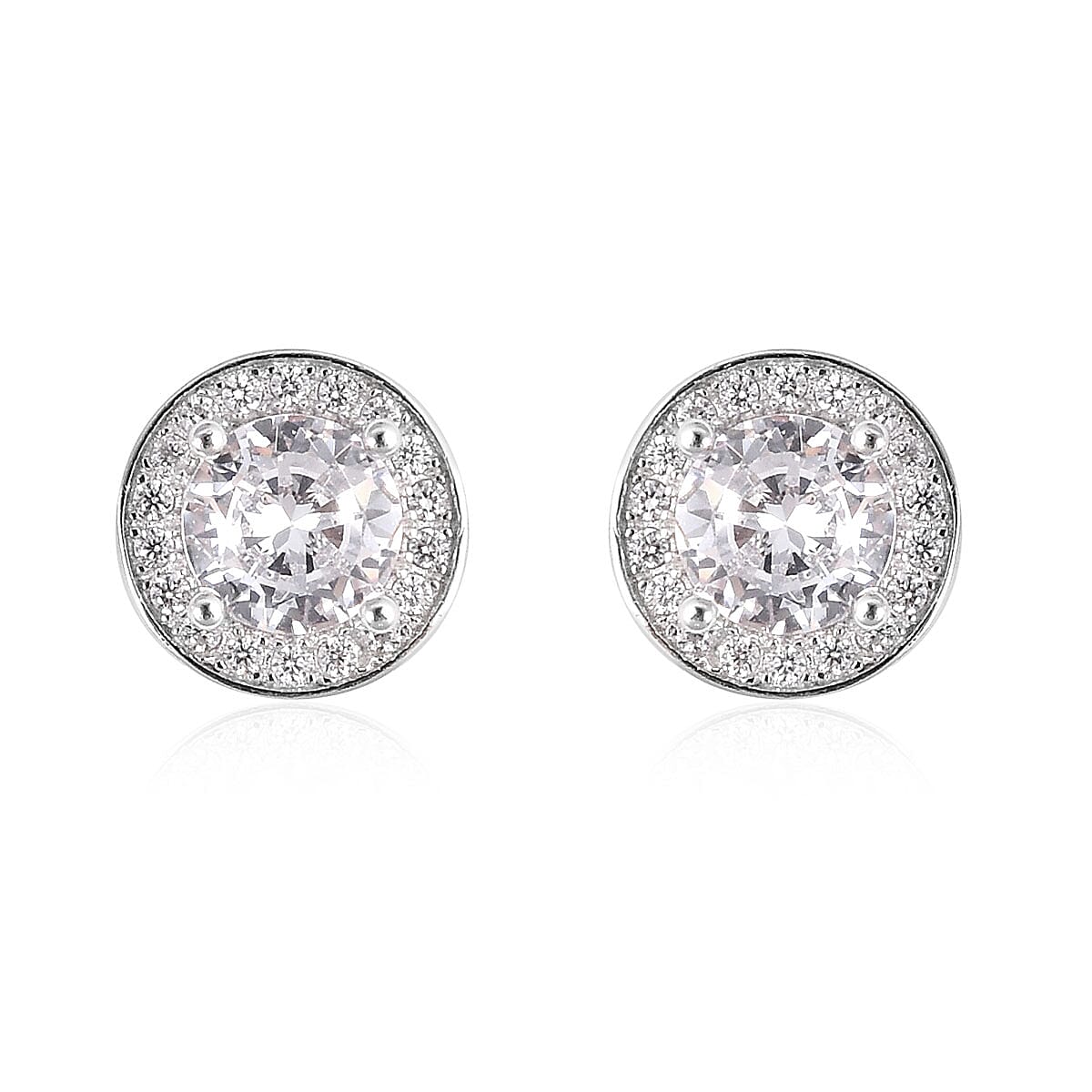 1.80 ctw Set of 2 Freshwater Pearl and Simulated Diamond Stud Earrings in Sterling Silver