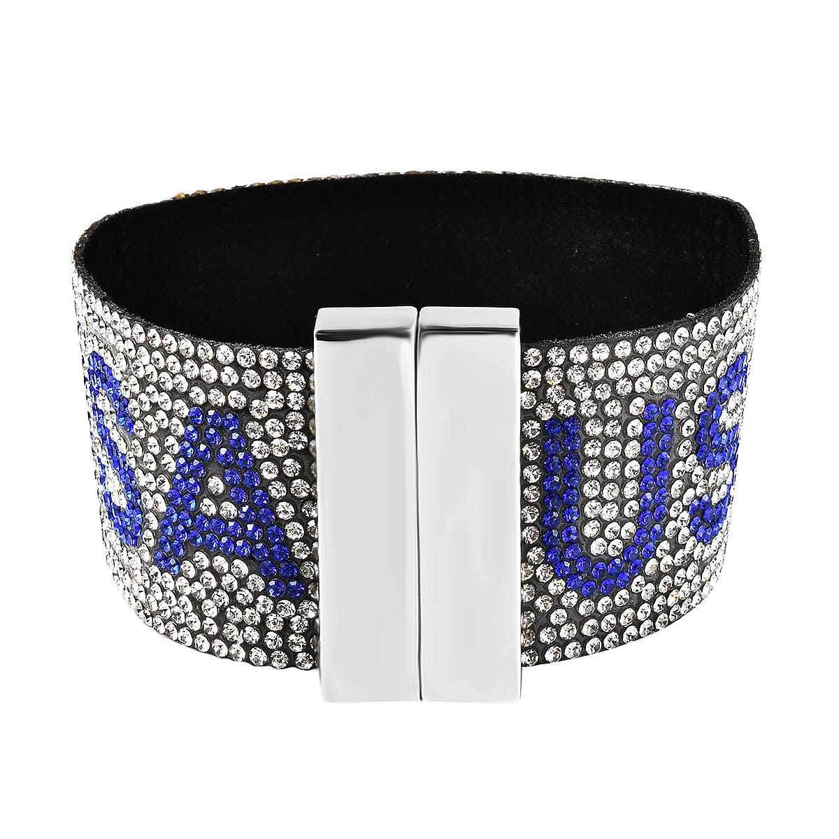 Multi Color Austrian Crystal USA Flag Bracelet in Silvertone (7.25 In) image number 4