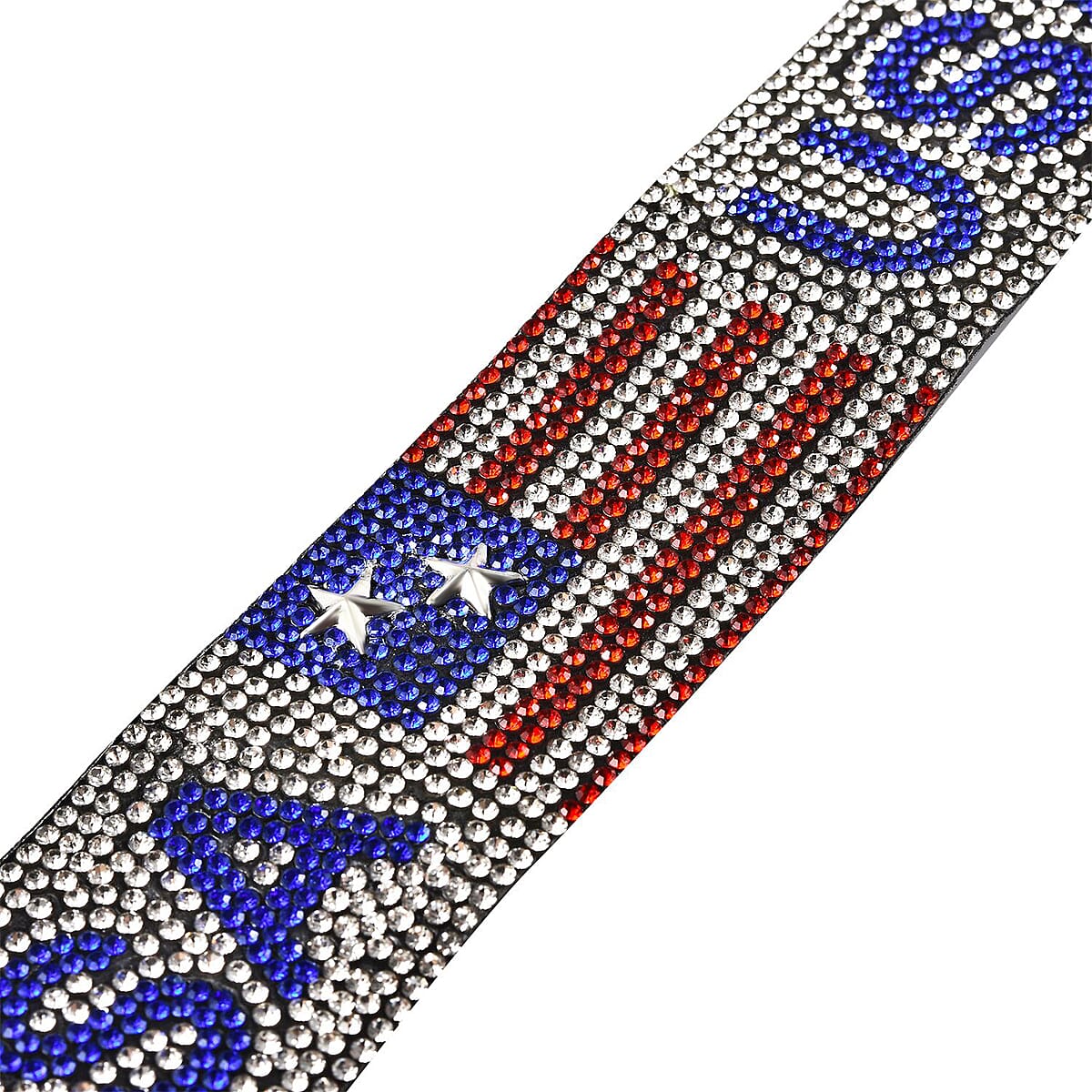 Multi Color Austrian Crystal USA Flag Bracelet in Silvertone (7.25 In) image number 5