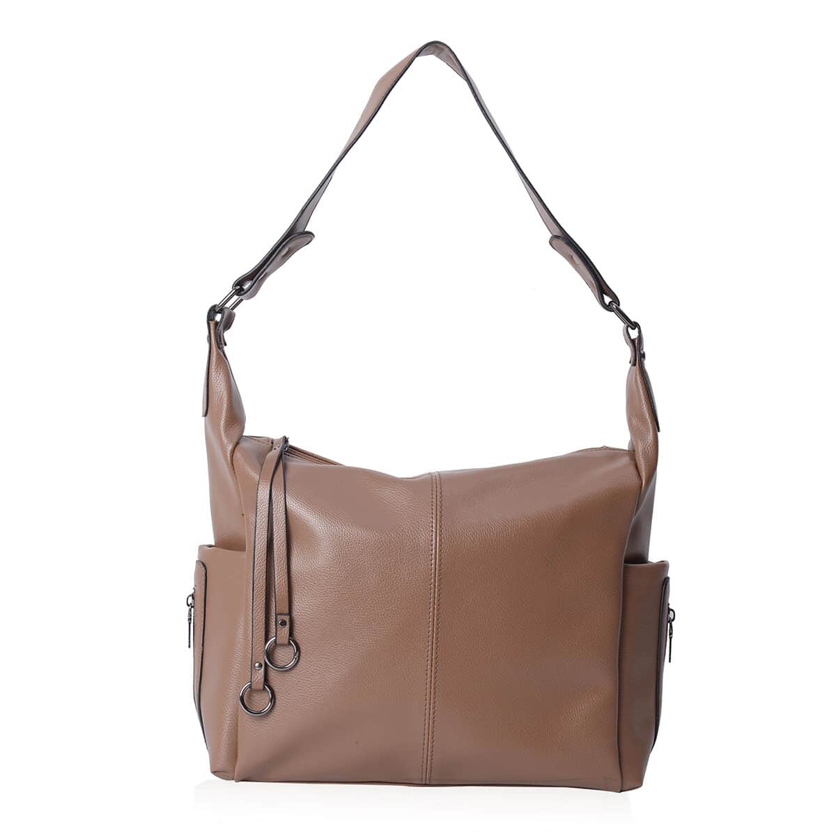 Brown Faux Leather Hobo Bag image number 0