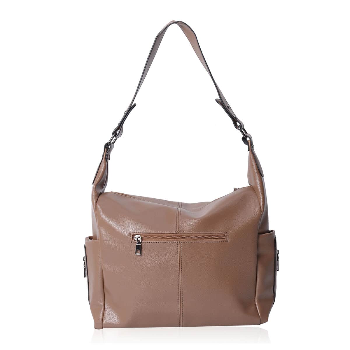 Brown Faux Leather Hobo Bag image number 4