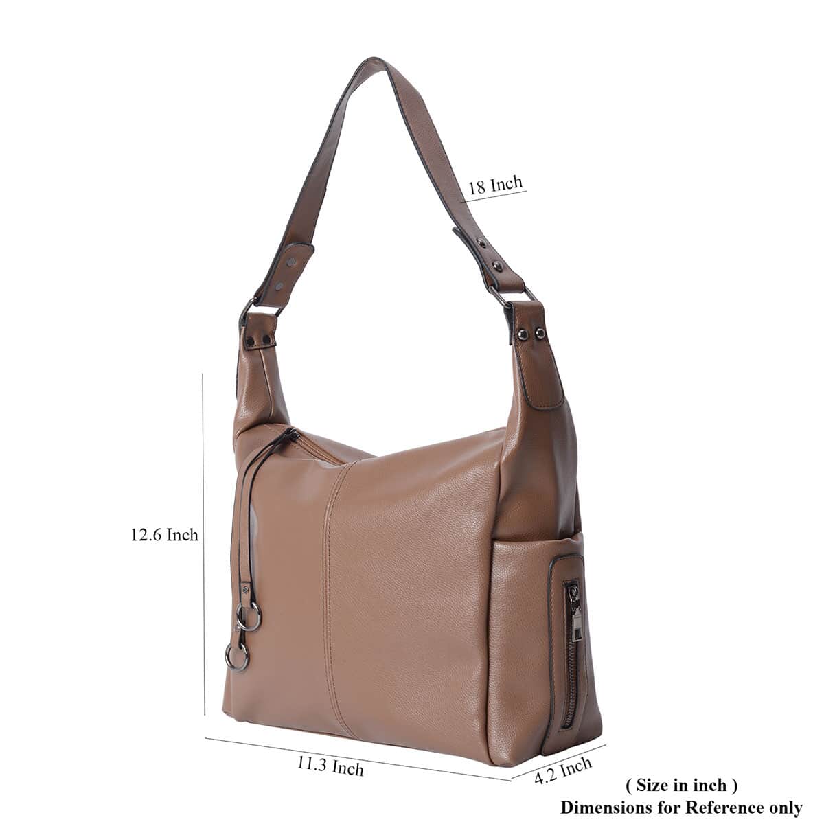Brown Faux Leather Hobo Bag image number 6