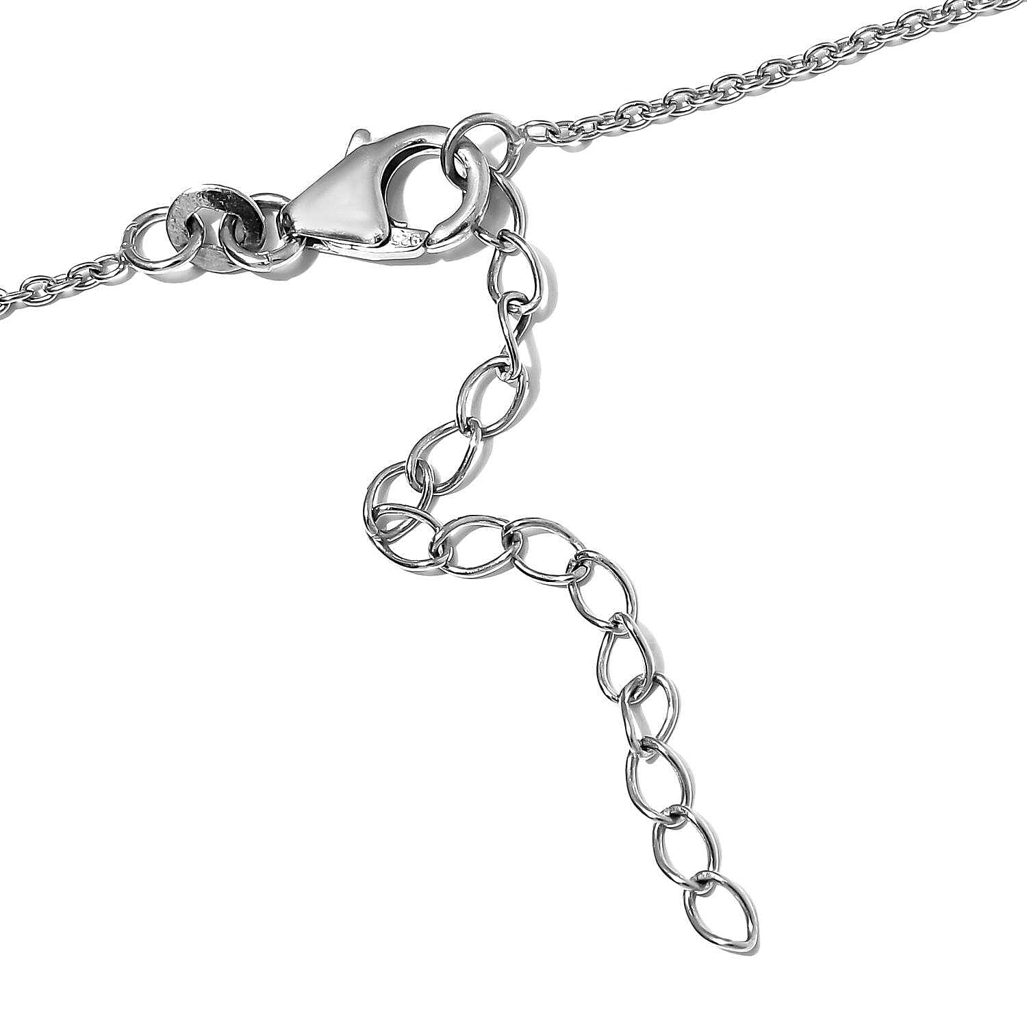 D'Joy Premium Sleeping Beauty Turquoise White Zircon 5.25 ctw Necklace, 18 Inch Necklace, Platinum Over Sterling Silver Necklace