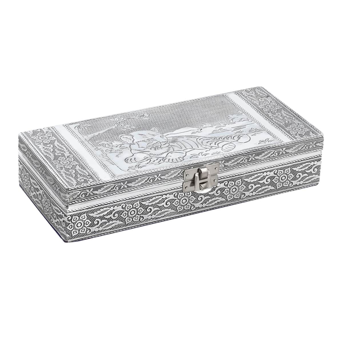 Handcrafted Cub Embossed Aluminum Oxidized Jewelry Box image number 0