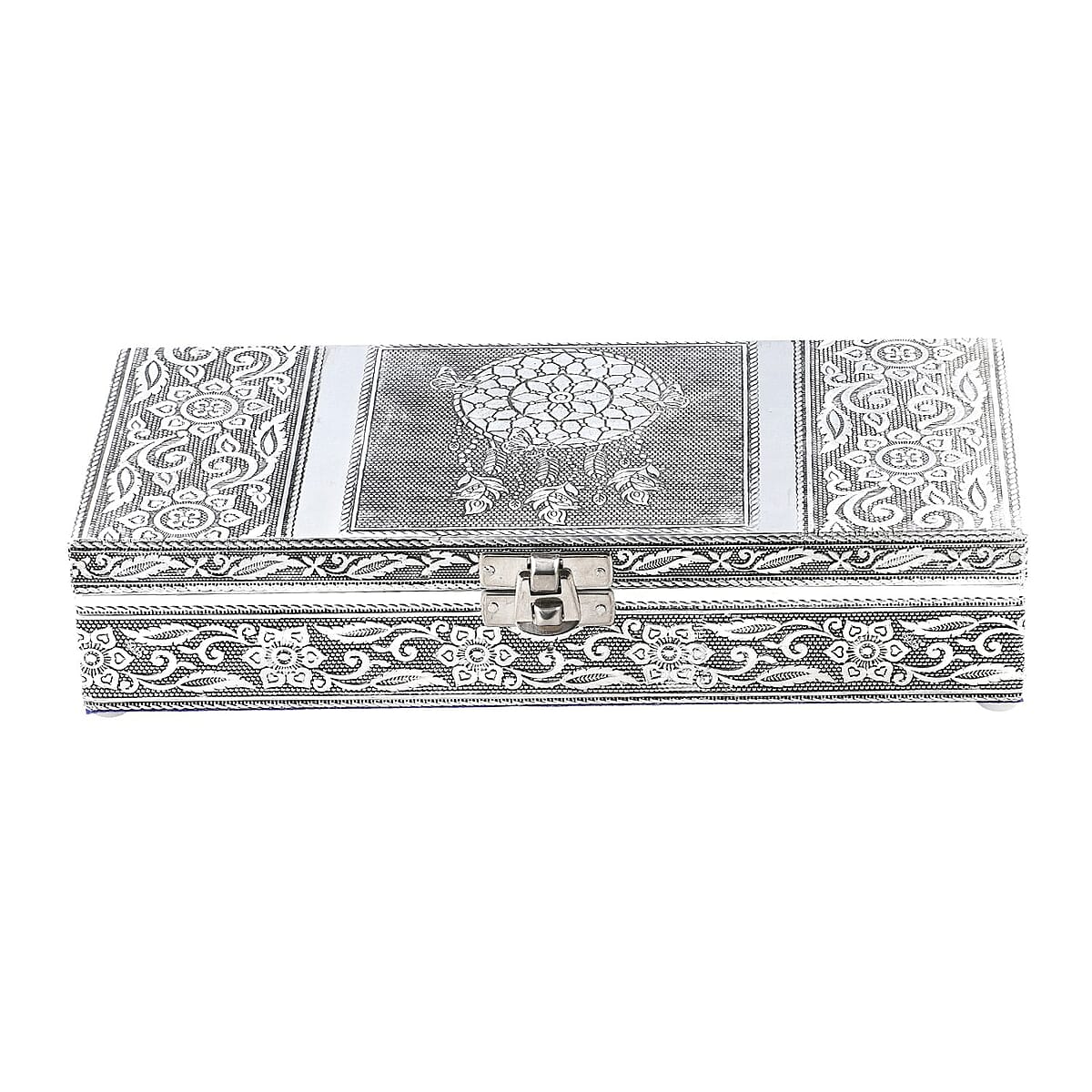 Handcrafted Dreamcatcher Embossed Aluminum Oxidized Jewelry Box image number 2