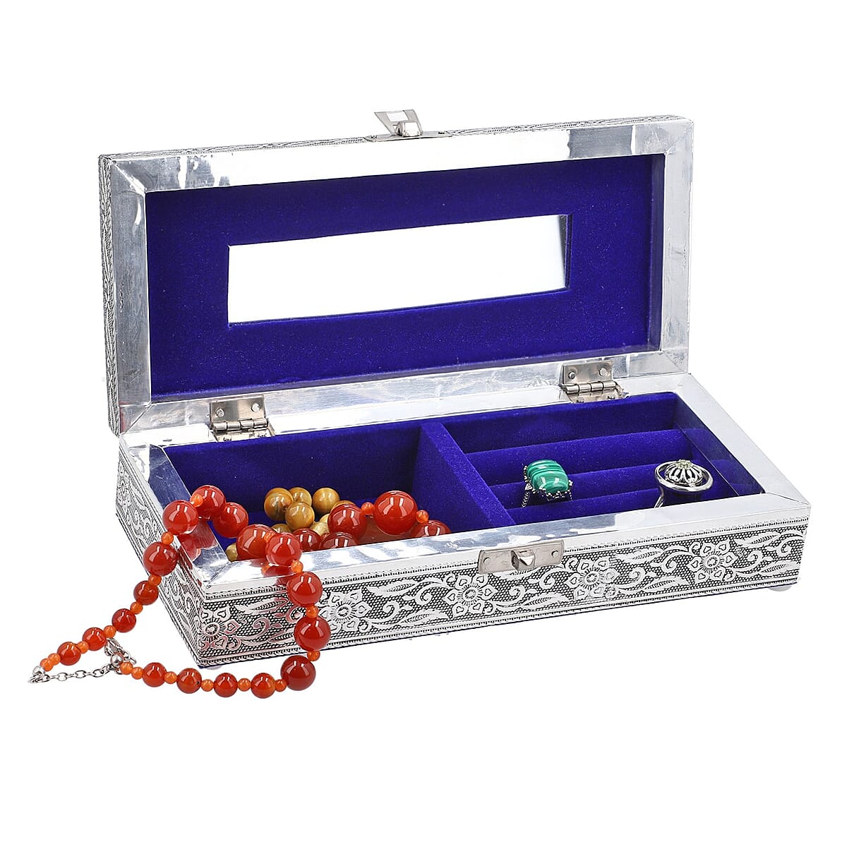 Handcrafted Dreamcatcher Embossed Aluminum Oxidized Jewelry Box image number 5