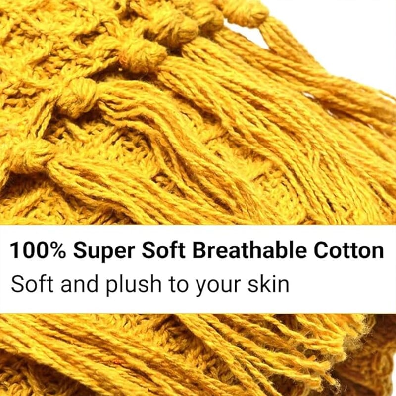 Mustard Honeycomb Pattern Throw with Tassels (Cotton)