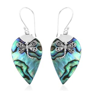 Abalone Shell Dangle Earrings in Sterling Silver, Drop Silver Earrings, Beach Fashion Jewelry