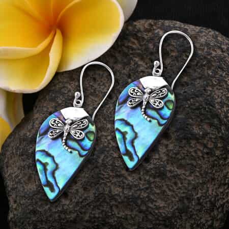 Abalone Shell Dangle Earrings in Sterling Silver, Drop Silver Earrings, Beach Fashion Jewelry image number 1