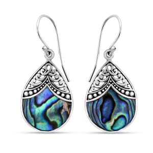 Abalone Shell Dangle Earrings in Sterling Silver, Drop Silver Earrings, Beach Fashion Jewelry