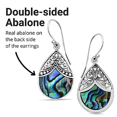 Abalone Shell Dangle Earrings in Sterling Silver, Drop Silver Earrings, Beach Fashion Jewelry