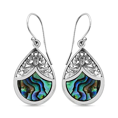 Abalone Shell Dangle Earrings in Sterling Silver, Drop Silver Earrings, Beach Fashion Jewelry
