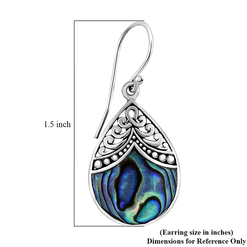 Abalone Shell Dangle Earrings in Sterling Silver, Drop Silver Earrings, Beach Fashion Jewelry