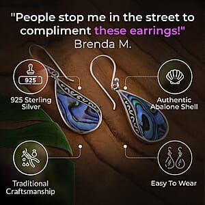 Abalone Shell Drop Earrings For Women in Sterling Silver, Beach Fashion Jewelry
