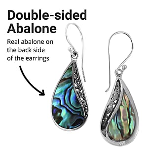 Abalone Shell Drop Earrings For Women in Sterling Silver, Beach Fashion Jewelry