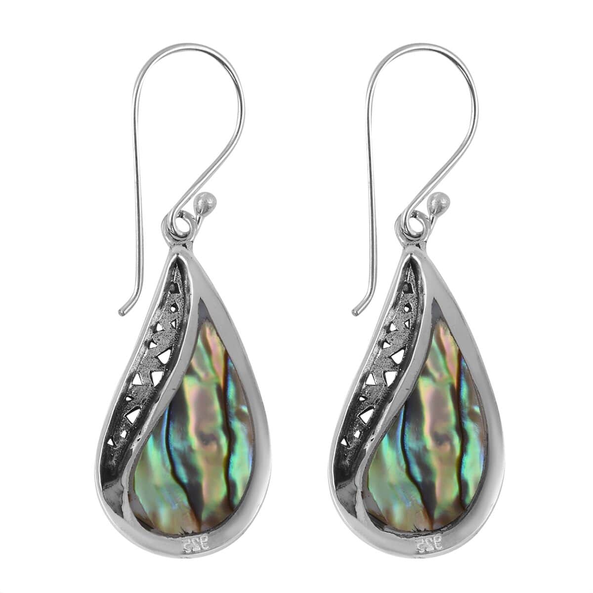 Abalone Shell Drop Earrings For Women in Sterling Silver, Beach Fashion Jewelry image number 3