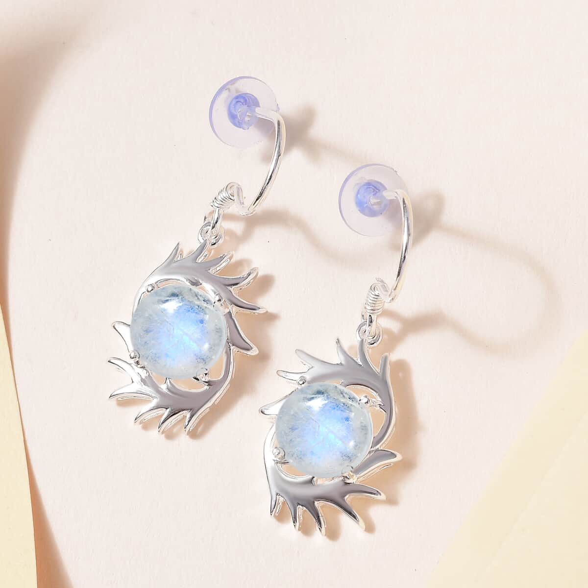 Kuisa Rainbow Moonstone 6.75 ctw Earrings in Sterling Silver image number 1