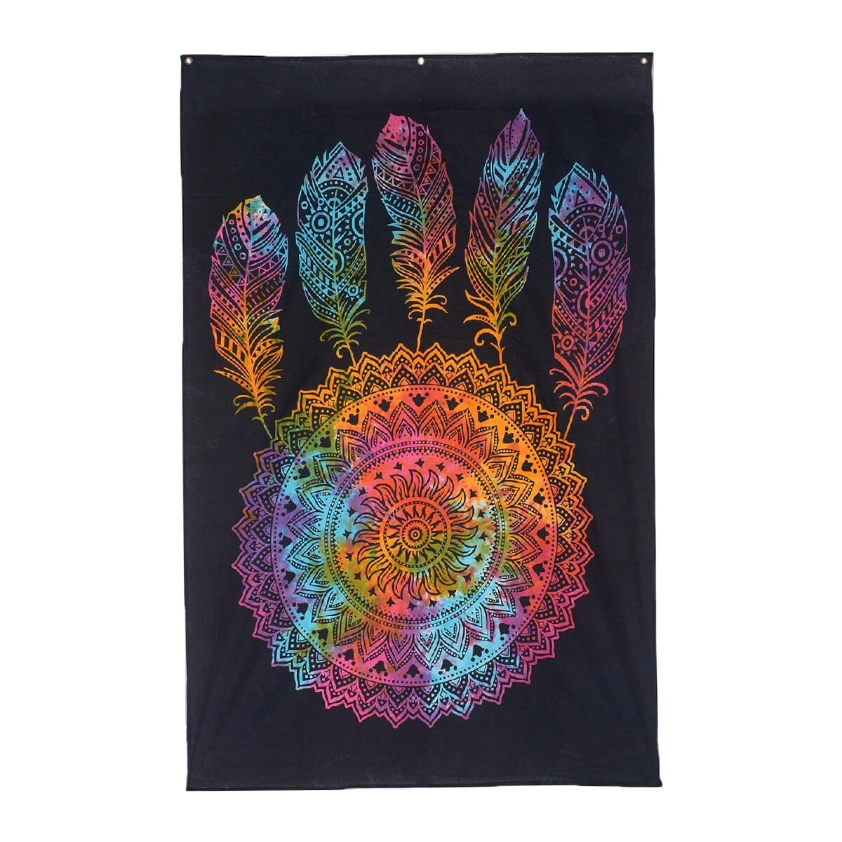 Multi Color Cotton Dreamcatcher Screen Printed Tie Dye Tapestry Wall Hanging image number 0
