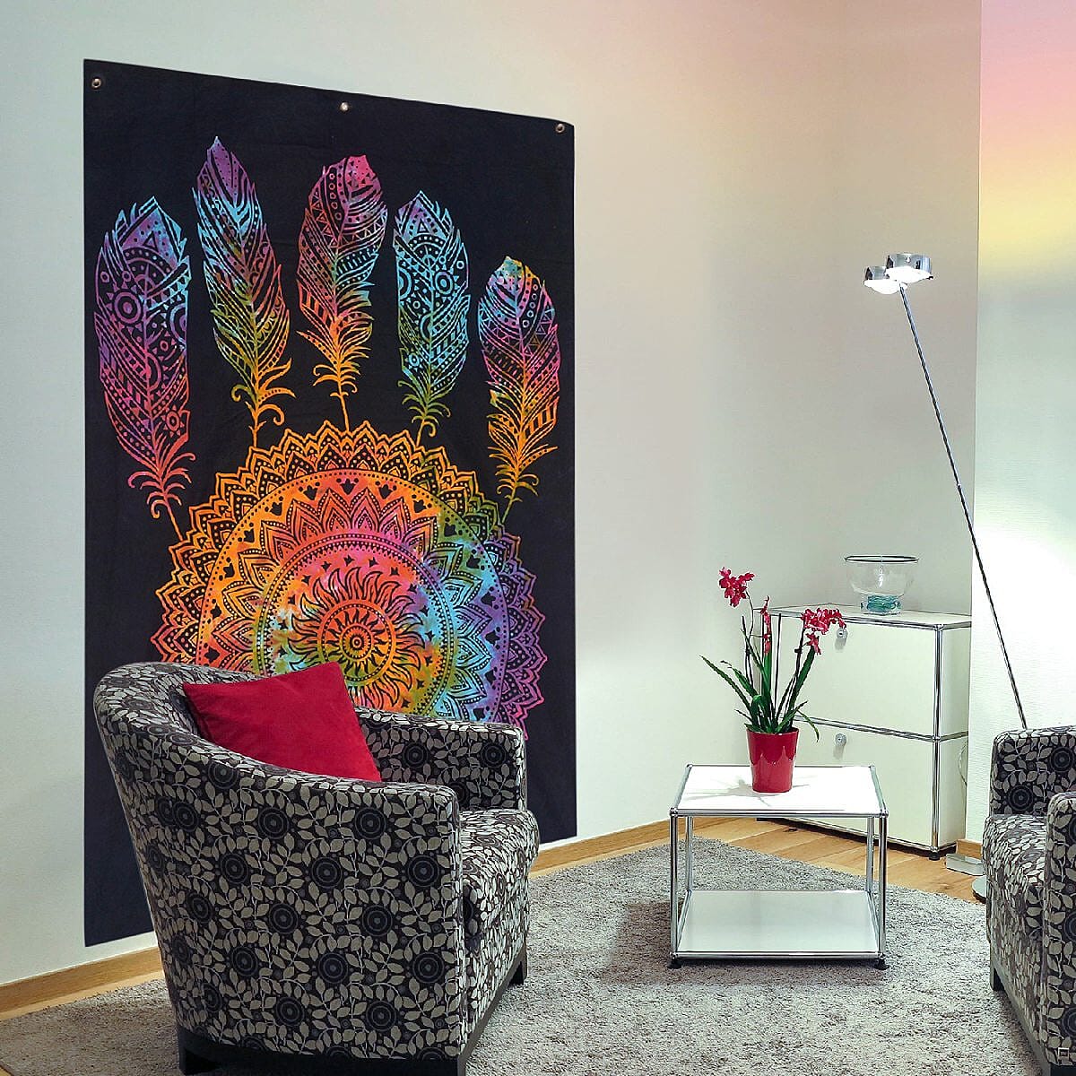 Multi Color Cotton Dreamcatcher Screen Printed Tie Dye Tapestry Wall Hanging