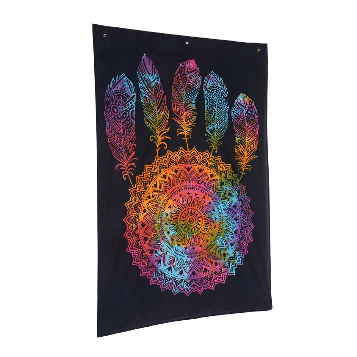Multi Color Cotton Dreamcatcher Screen Printed Tie Dye Tapestry Wall Hanging image number 3